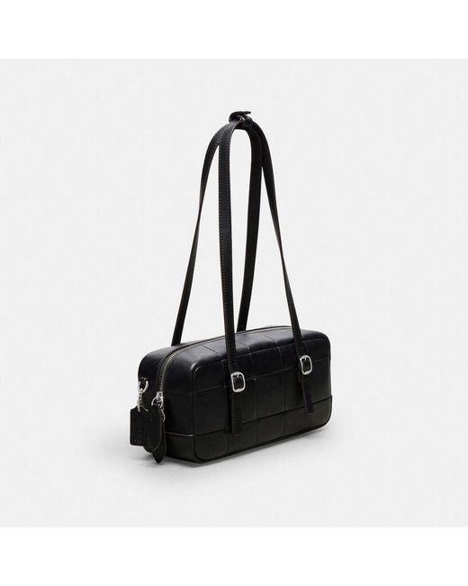 COACH Black Ego Satchel Bag In Checkerboard Upcrafted Leather