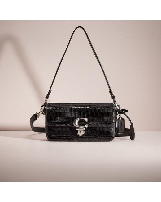 COACH Black Restored Studio Baguette Bag With Sequins