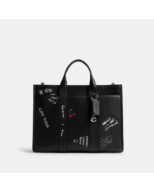 COACH Black Wesley Tote With Sketch Print for men