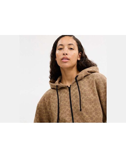 COACH Natural All Over Signature Zip Hoodie