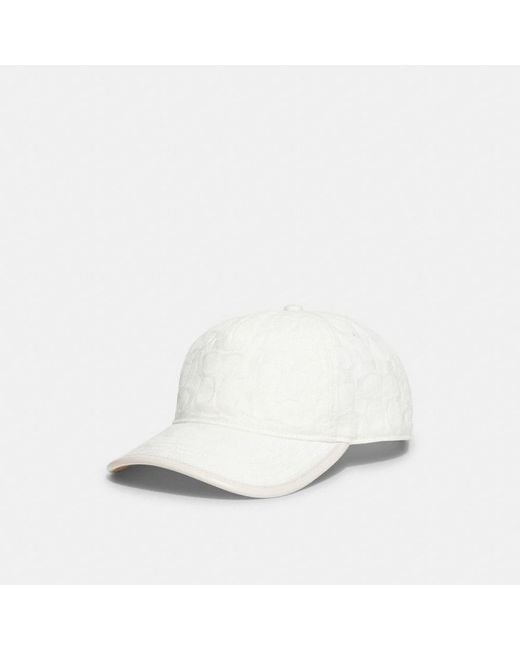 COACH Cotton Signature Jacquard Baseball Hat in White | Lyst Canada