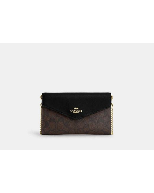 COACH Black Envelope Clutch Crossbody Bag - Brown | Leather