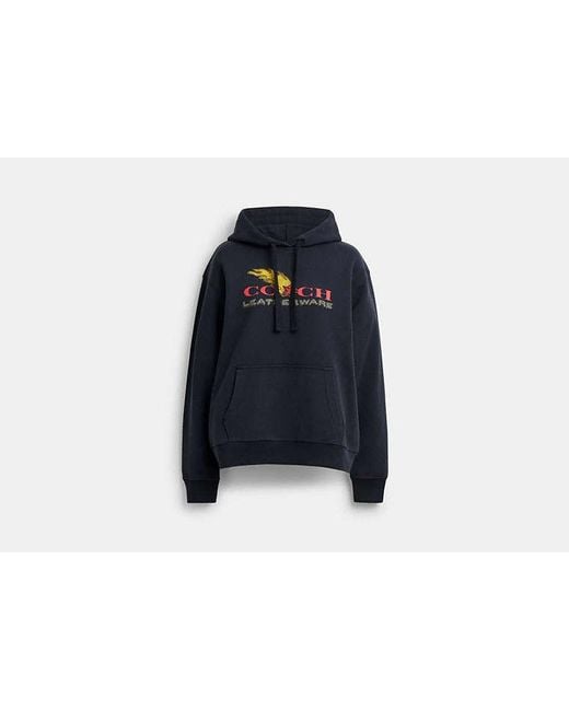 COACH Blue Collage Graphic Hoodie In Organic Cotton