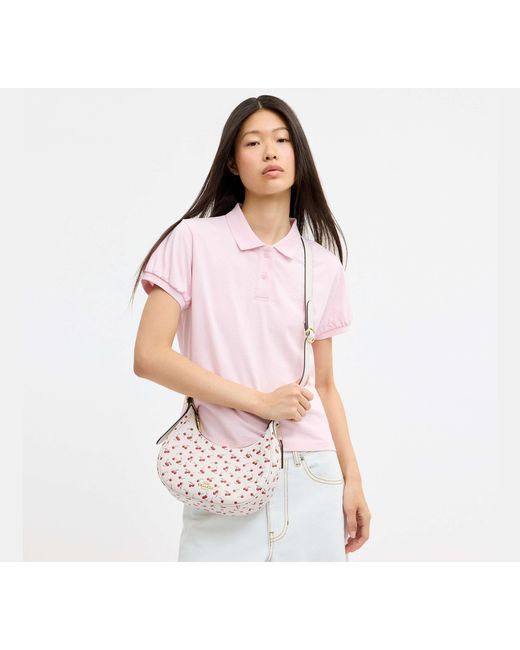 COACH Black Emily Shoulder Bag With Cherry Print