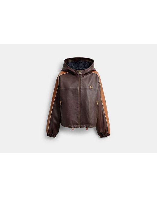 COACH Black Leather Windbreaker
