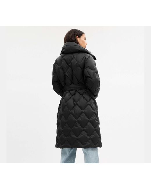 Chaqueta Acolchada Larga COACH de color Black