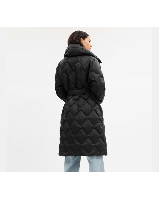 COACH Black Quilted Long Puffer Jacket