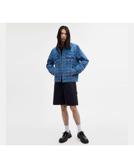 COACH Blue Signature Trucker Jacket for men
