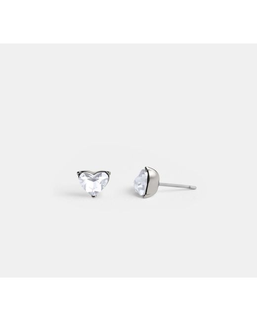 COACH Black Halo Heart Stud Earrings