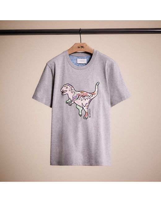 COACH Gray Restored Patchwork Rexy T Shirt In Organic Cotton