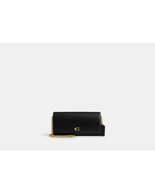 COACH Black Evie Long Wallet With Chain