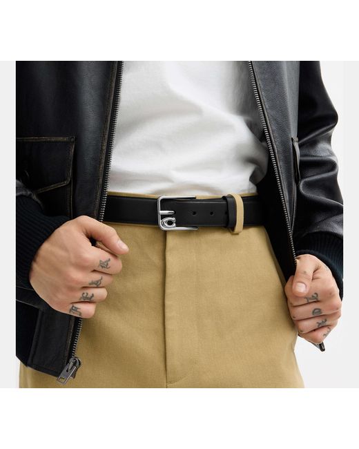 COACH Black Signature Harness Buckle Belt for men