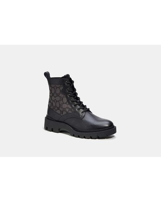 COACH Black Citysole Lace Up Boot In Signature Jacquard for men