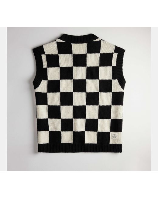 COACH Black Checkerboard Sweater Vest