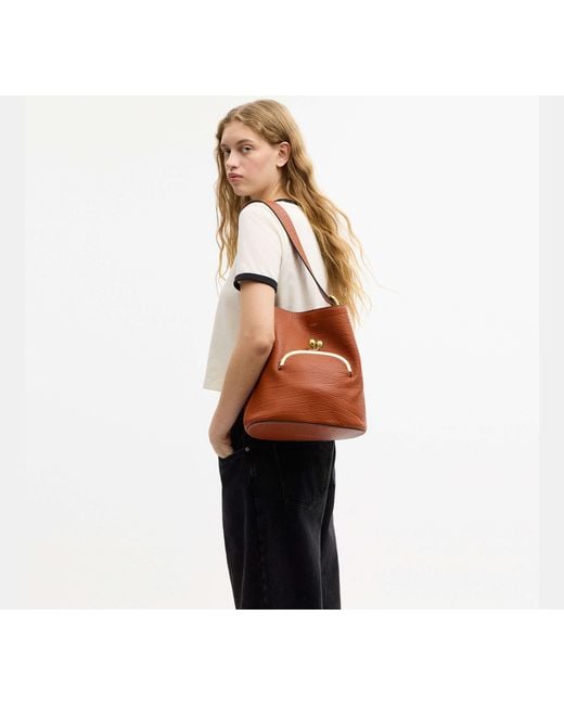 COACH Black Bleecker Bucket Bag With Kisslock
