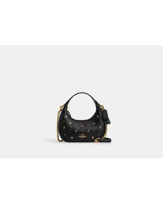 Mini Borsa A Tracolla Carmen Con Cristalli di COACH in Black