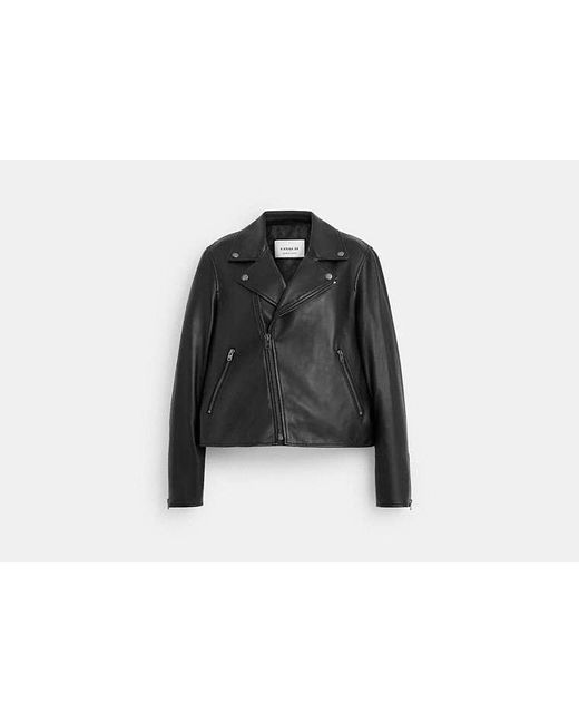 COACH Black Leather Moto Jacket