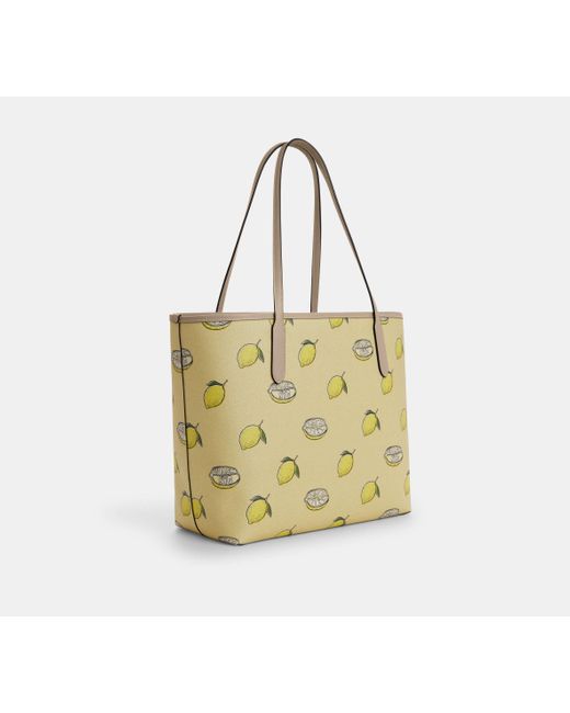 COACH Black City Tote Bag With Lemon Print
