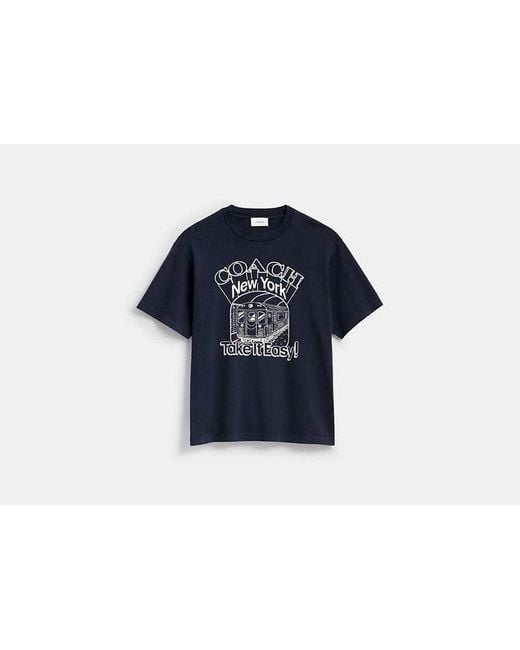 COACH Blue Subway Relaxed T-Shirt for men