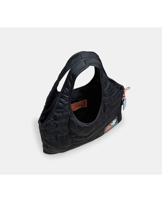 COACH Black Topia Loop Flat Tote With Cloud Quilting