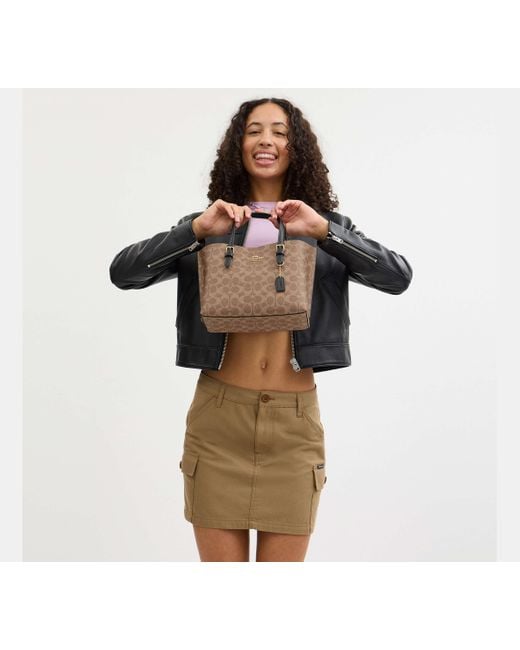 COACH Black Mollie Tote 25 Aus Signature-Canvas