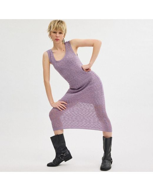 COACH Purple Lace Knit Dress