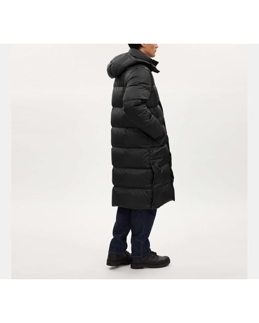 COACH Black Long Puffer Jacket for men