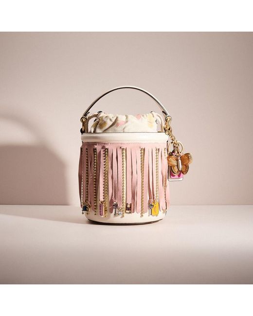 COACH Pink Upcrafted Drawstring Bucket Bag