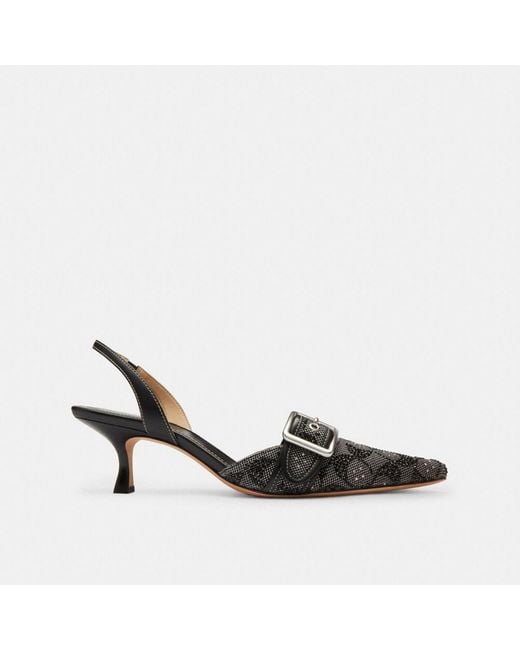 COACH Black Margot Slingback In Crystal Signature Jacquard