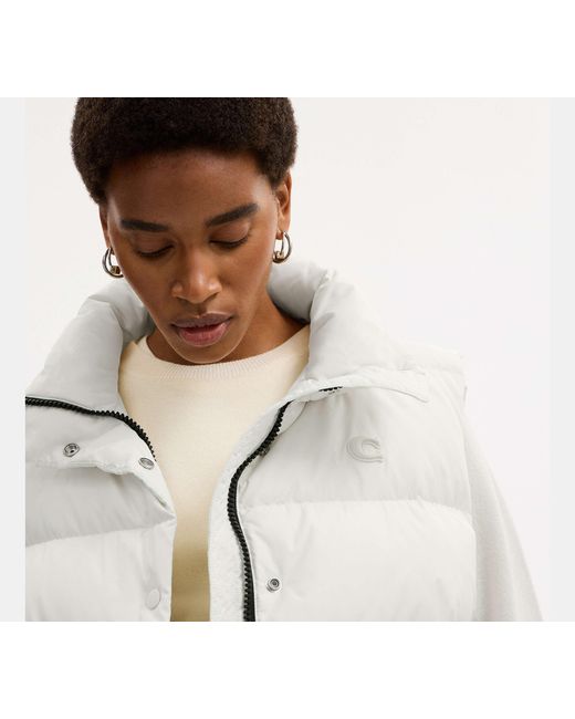 COACH White Puffer Jacket Vest