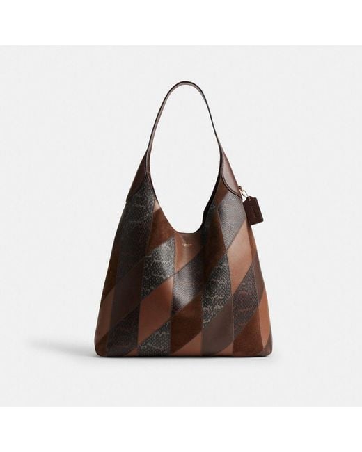 COACH Brown Brooklyn Shoulder Bag 39 In Snake Patchwork