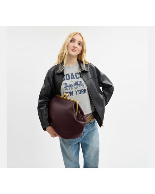COACH Black Large Kisslock Frame Bag