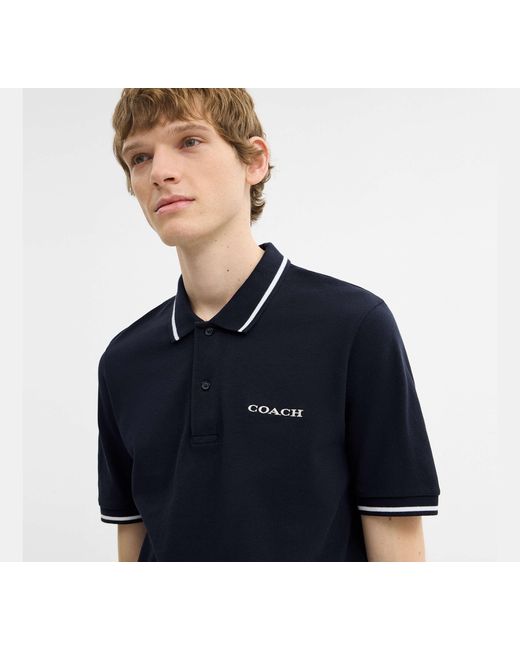 COACH Blue Signature Trim Polo for men