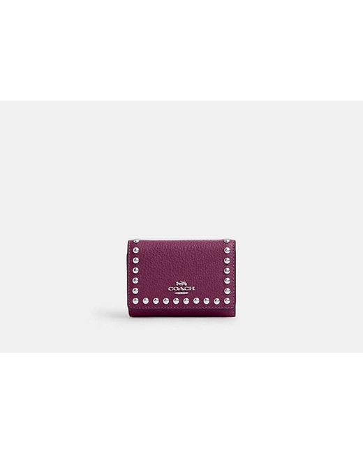 COACH Purple Micro Wallet With Rivets
