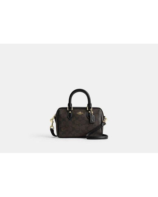 COACH Black Mini Rowan Crossbody Bag In Signature Canvas