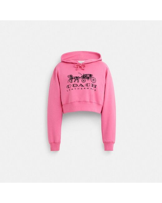 COACH Pink Restored Horse And Carriage Cropped Hoodie