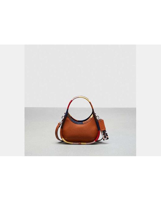 COACH Brown Mini Ergo Bag With Crossbody Strap In Topia Leather With Upcrafted Leather Binding