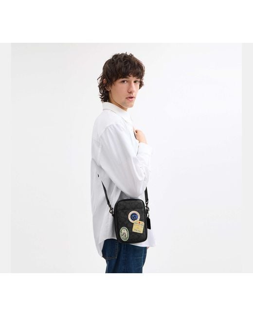 COACH Black Hitch Crossbody Bag With Patches for men