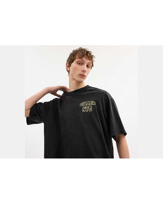 COACH Black Lemon Relaxed T-Shirt for men