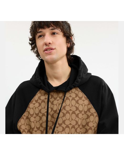 Felpa Con Cappuccio Signature di COACH in Black da Uomo