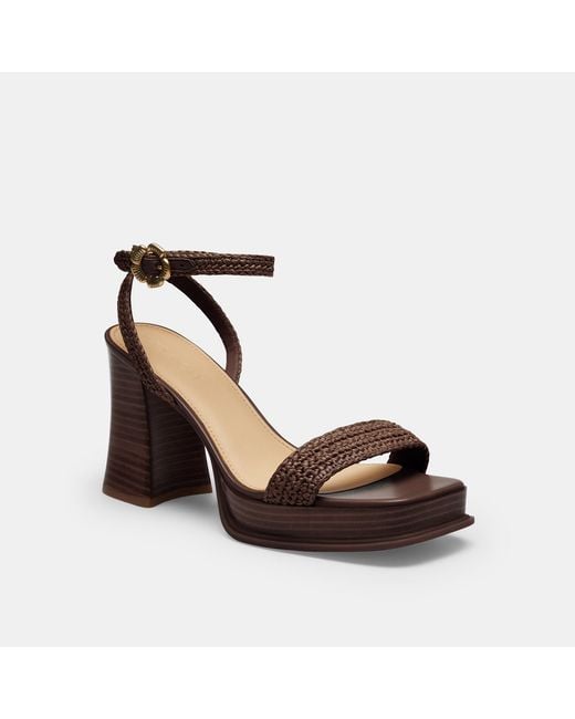 COACH Black Tea Rose Platform Sandal