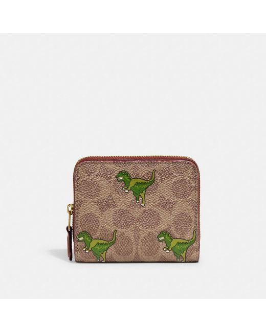 COACH Green Billfold Wallet In Signature Canvas With Rexy Print
