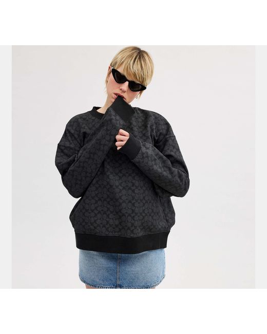 COACH Black Essential Signature Crewneck Top
