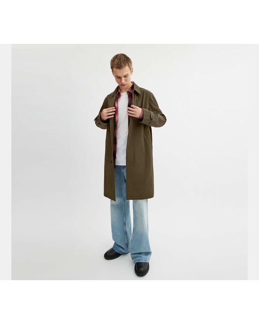 COACH Green Water-Repellent Button-Front Mac Coat for men
