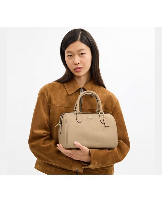 COACH Black Rowan Satchel Aus Signature Leder