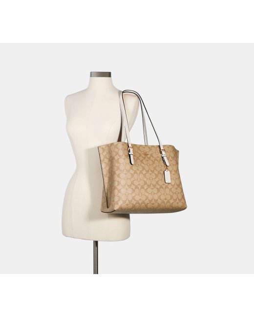 COACH Black Mollie Tote In Signature Canvas