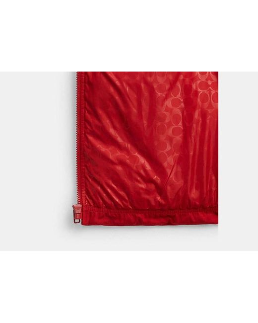 COACH Red Mixed Material Down Vest for men