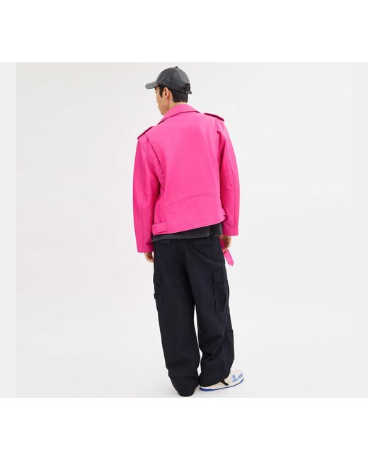 COACH Pink The Lil Nas X Drop Biker Jacket