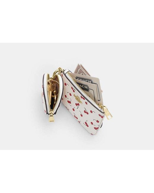 COACH Black Wristlet And Heart Pouch With Cherry Print And Charm