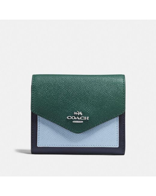 COACH Green Small Wallet In Colorblock Leather